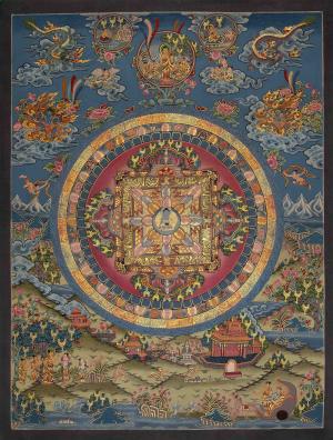 Blue Medicine Buddha Mandala Thangka Painting | Medicine Buddha Art